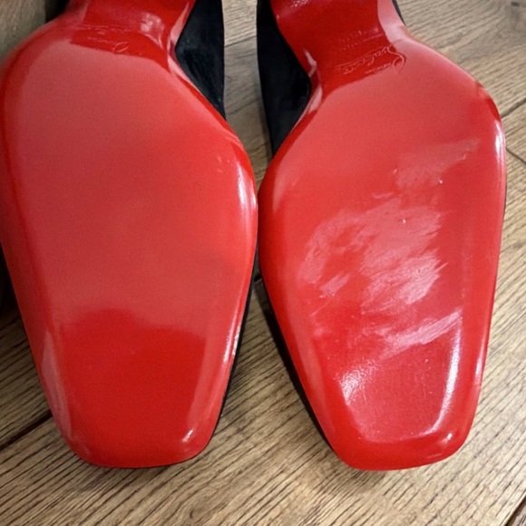 Christian Louboutin Black Veau Velours Donna Stud 55 Block Heel Pumps 35.5 - Picture 7 of 8